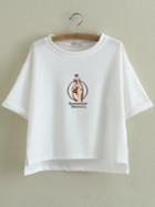 Shein White Dip Hem Heart Letters Printed T-shirt