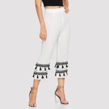 Shein Tassel & Embroidered Tape Detail Pants