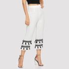 Shein Tassel & Embroidered Tape Detail Pants