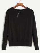 Shein Black Button Front Long Cuff Sweater