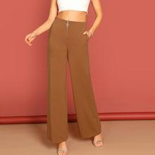 Shein O-ring Zip Front Wide Leg Pants