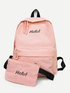 Shein Letter Print Backpack With Pencil Case