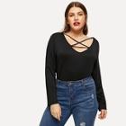 Shein Plus Crisscross Front Solid Tee