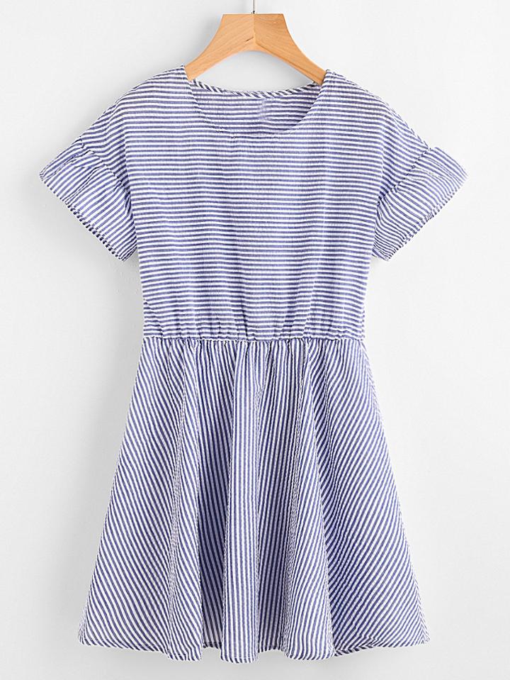 Shein Striped Blouson A Line Dress