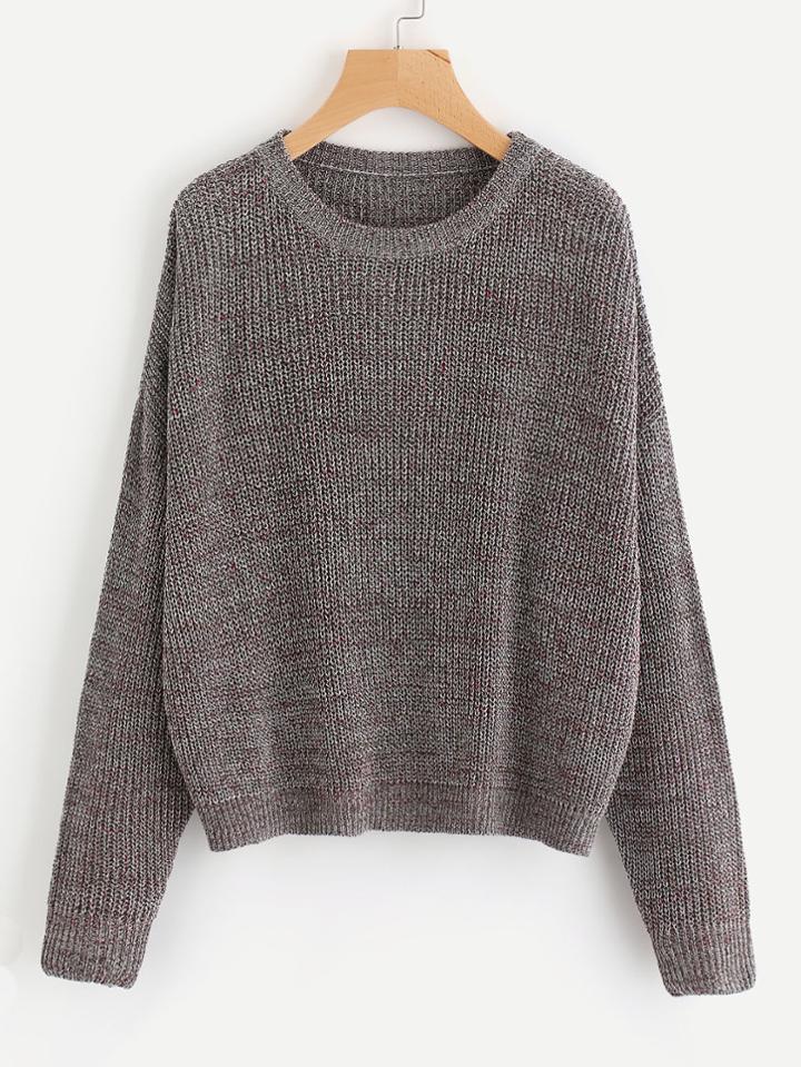 Shein Drop Shoulder Marled Knit Jumper
