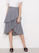 Shein Asymmetric Flounce Trim Gingham Skirt