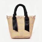 Shein Star Embroidered Straw Tote Bag