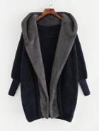 Shein Contrast Hood Plush Coat