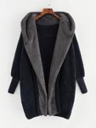 Shein Contrast Hood Plush Coat