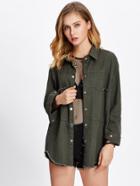 Shein Frayed Curved Hem Jacket