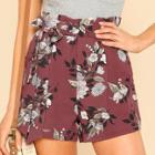 Shein Tie Waist Flower Print Shorts
