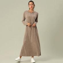 Shein Drawstring Waist Longline Hooded Dress