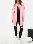 Shein Pink Long Sleeve Pocket Jacket