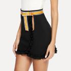 Shein Bow Embellished Zip Back Ruffle Trim Wrap Skirt