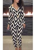 Rosewe Hollow Back Long Sleeve Ankle Length Jumpsuit