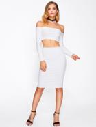 Shein Off Shoulder Crop Top With Pencil Skirt