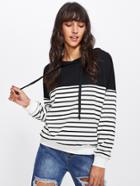 Shein Two Tone Drop Shoulder Striped Hoodie