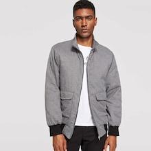 Shein Men Flap Pocket Contrast Trim Padded Coat