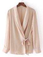 Shein Shawl Collar Lace Up Detail Top
