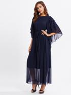 Shein Layered Bell Sleeve Belted Hijab Evening Dress