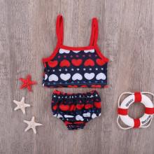 Shein Girls Baby Girl Heart Print Bikini Set