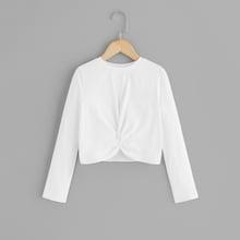 Shein Girls Twist Front Solid Tee