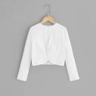 Shein Girls Twist Front Solid Tee