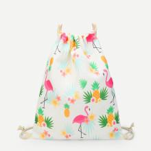 Shein Pineapple & Flamingo Print Drawstring Backpack