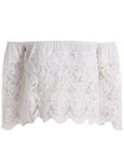 Shein White Off The Shoulder Lace Crop Top