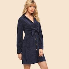 Shein 80s Knot Front Buttoned Dress