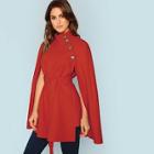Shein Button Front Self Belted Cape Coat