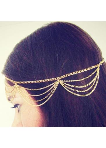 Rosewe Metal Tassels Chain Golden Hair Accessory