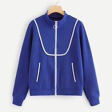 Shein Seam Detail Zip Up Coat