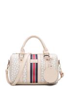 Shein Mixed Color Striped Print Handbag With Adjustable Strap