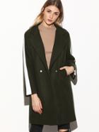 Shein Contrast Striped Covered Button Coat