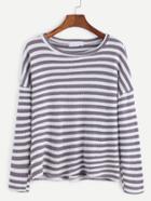 Shein Contrast Stripe Drop Shoulder Ribbed T-shirt