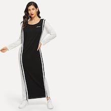 Shein Drop Shoulder Letter Embroidered Longline Dress