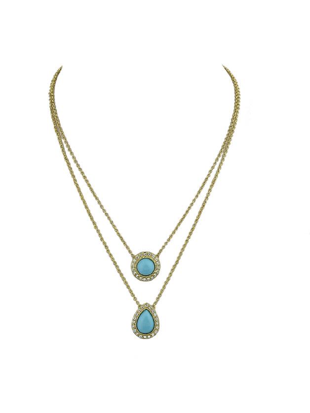 Shein Blue Beads Water Drop Pendant Necklace For Women
