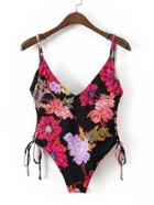 Shein Lace Up Side Backless Swimsuit