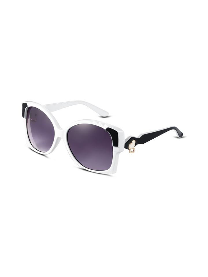 Shein Black And White Geometric Frame Large Lens Sunglasses