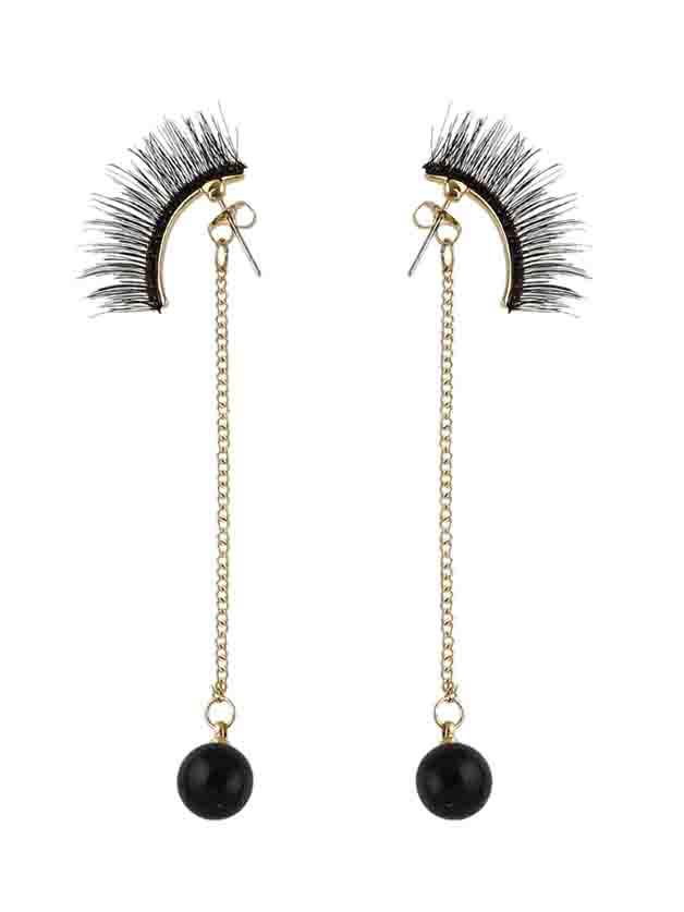 Shein Gold Ethnic Style Imitation Pearl Long Chain Earrings