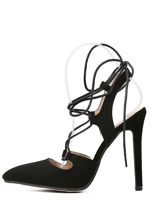 Shein Lace-up Pointed Toe Slingback Pumps
