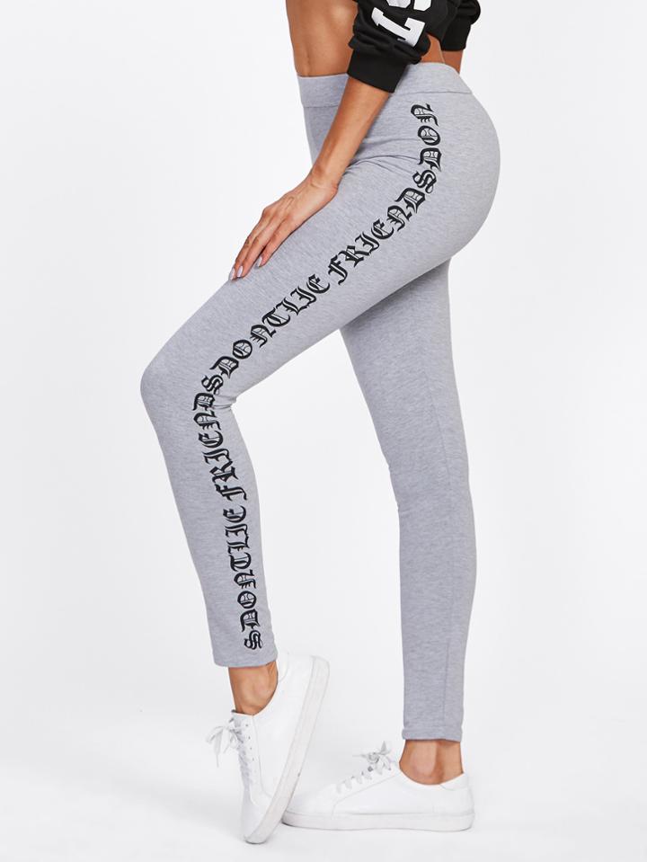 Shein Side Printed Skinny Leggings
