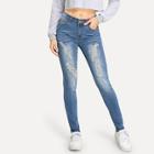 Shein Bleached Ripped Skinny Jeans