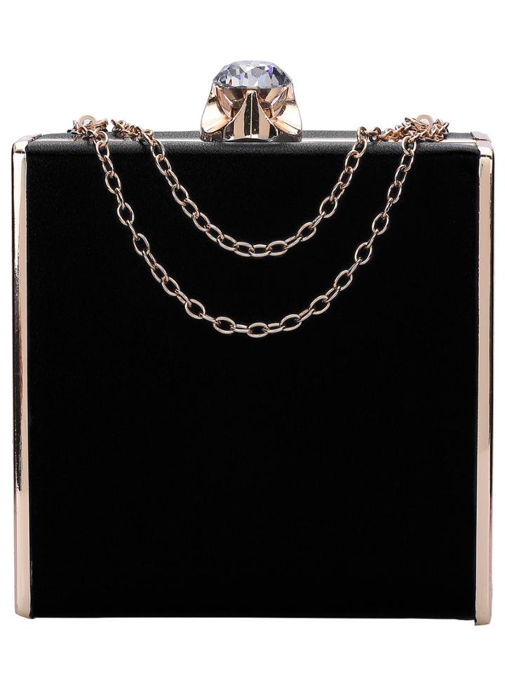 Shein Black Rhinestone Perfume Box Banquet Bag