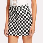 Shein O-ring Zipper Front Plaid Skirt