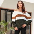 Shein Off The Shoulder Cut And Sew Teddy Sweatshirt