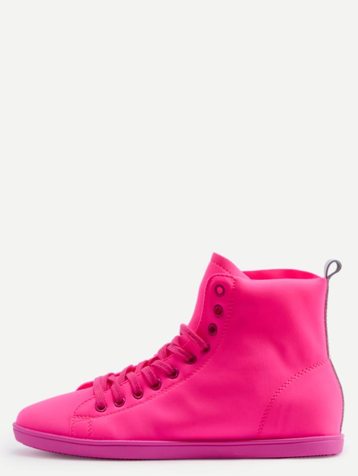 Shein Red Round Toe Lace-up  High Top Sneakers
