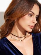 Shein Black Double Layer Coin Choker Necklace