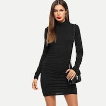 Shein High Neck Solid Skinny Dress